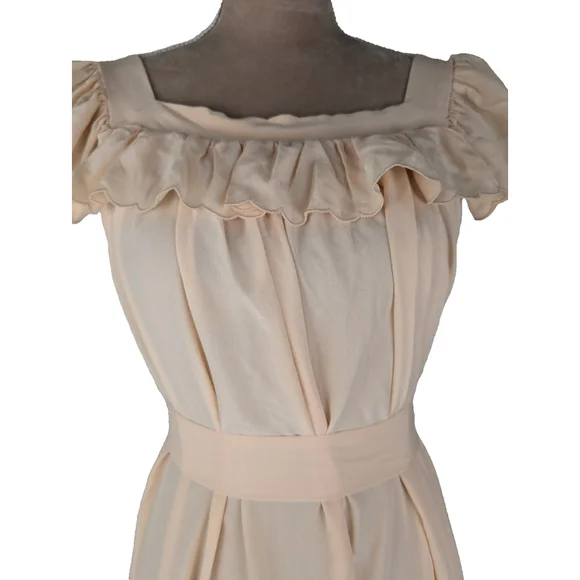 DOEN Sycamore Ruffled Silk Tiered Maxi Dress Size Small Sunlit Coral Peasant - Picture 7 of 13